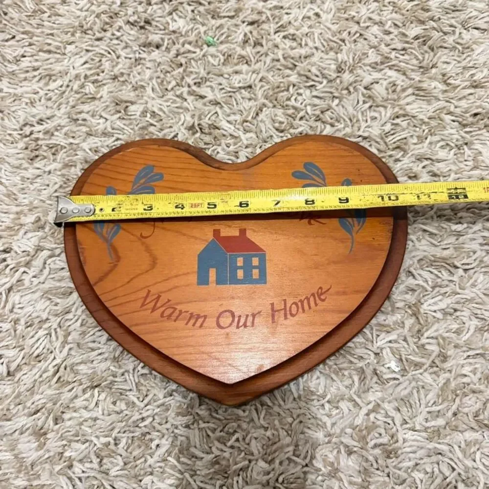 Vintage Wooden Heart Wall Plaque Decor May Gods Love Warm Our Home